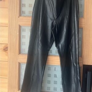 PAIGE Black Faux Leather Straight Leg Pants